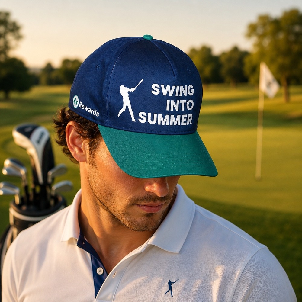 Vie Swing Into Summer Cap Mens One Size Navy Blue Green Baseball Hat Snapback